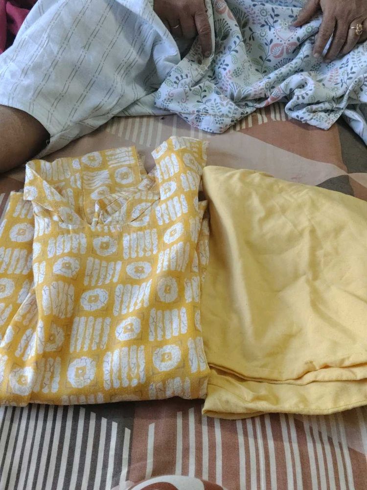Yellow Printed Kurta Set