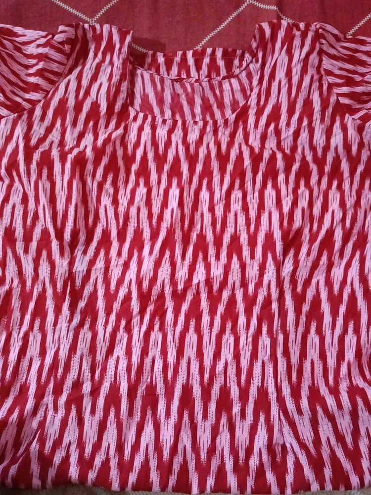 Red &amp; White Print Kurti