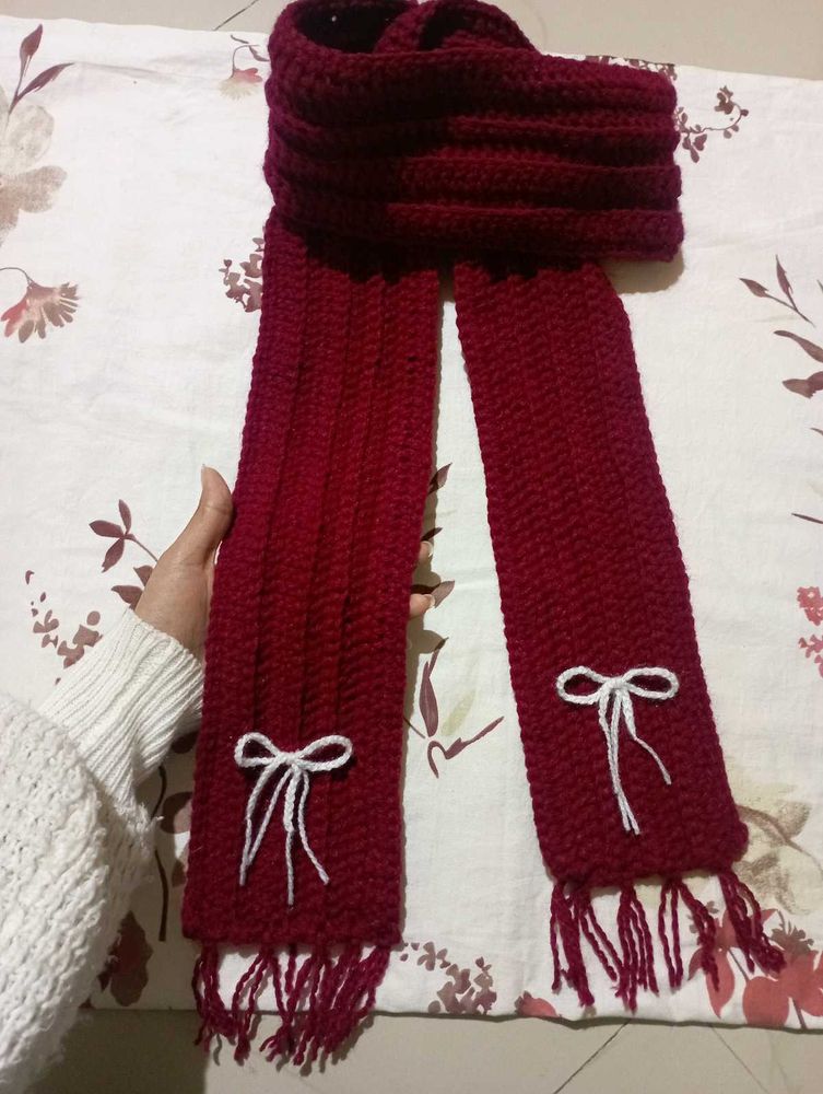 Mikasa Burgundy Knitted Scarf