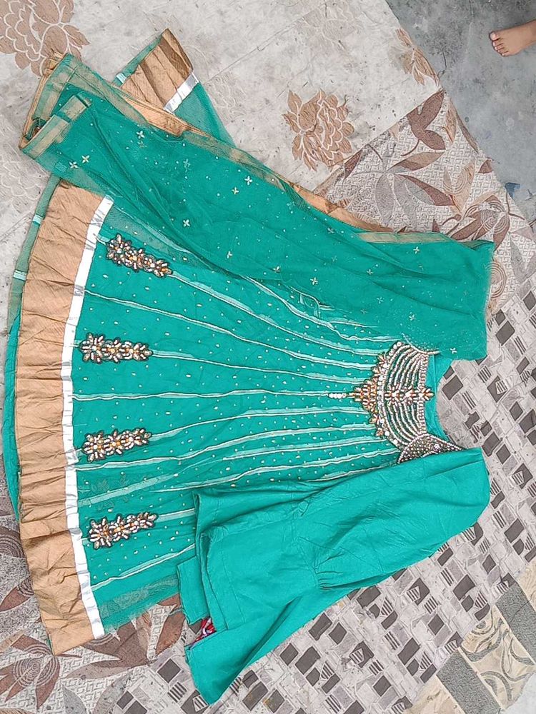 Teal Embellished Anarkali Suit