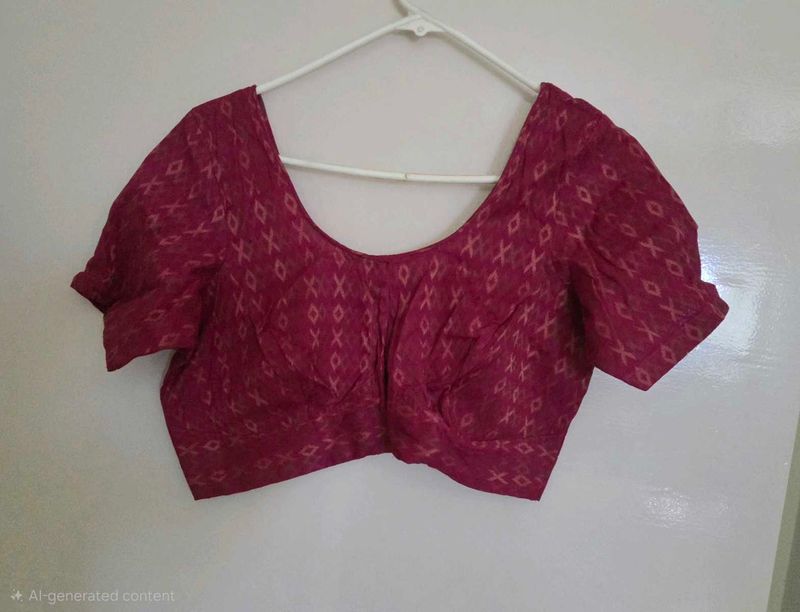 Beautiful rani pink cotton patterned Blouse