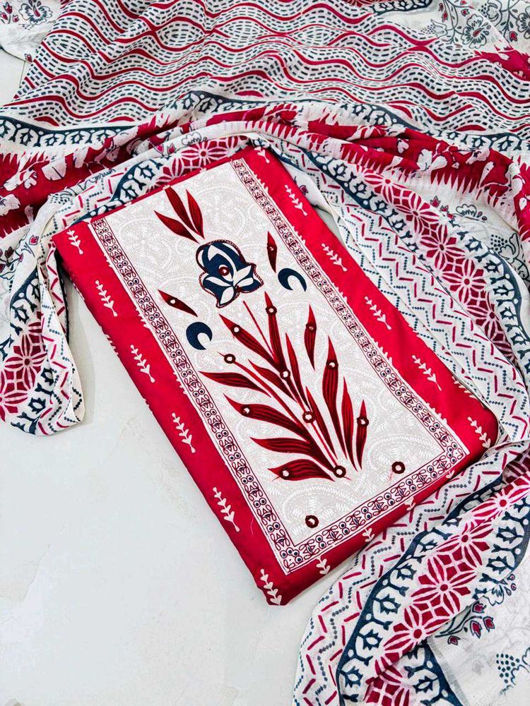 Rani &amp; White Dress Material