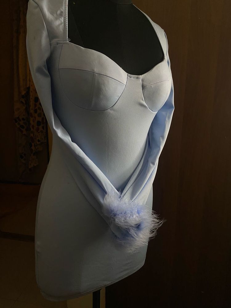 Fur Sleeve Bodycon Dress