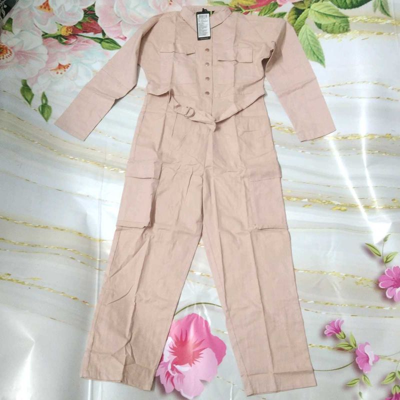 Belted Long Sleeve Jumpsuit