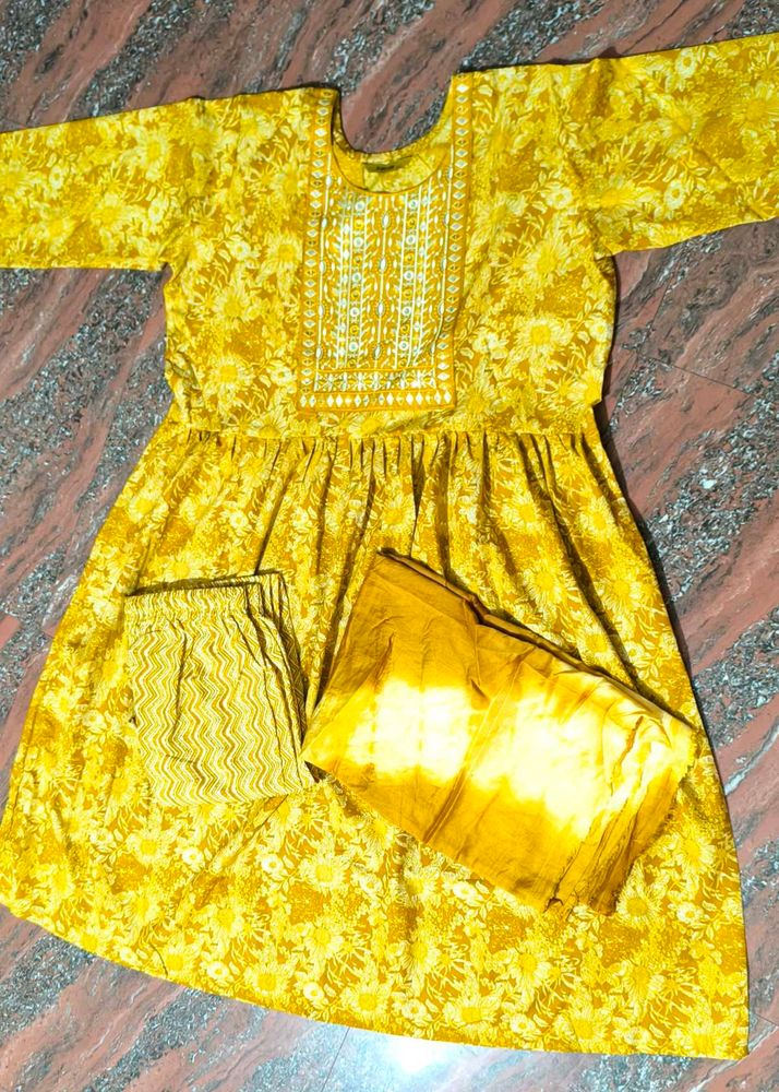Anarkali Suit Yellow Colour