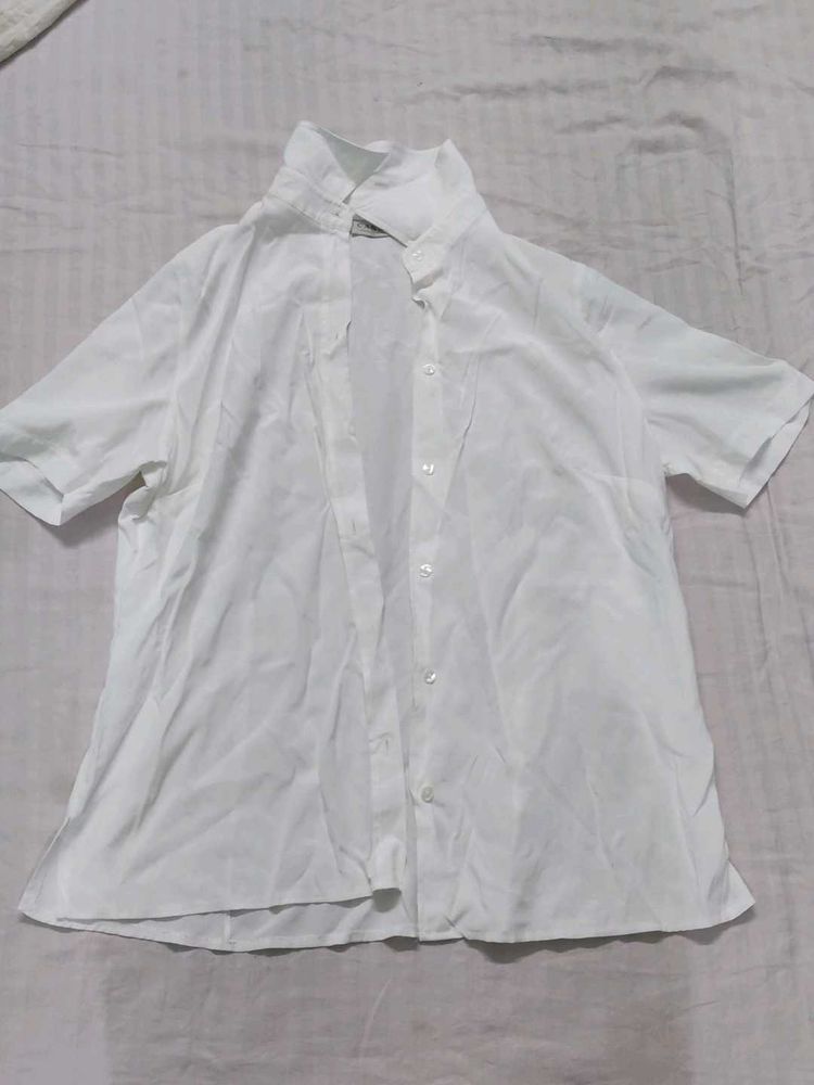 White Short Sleeve Button Down Shirt