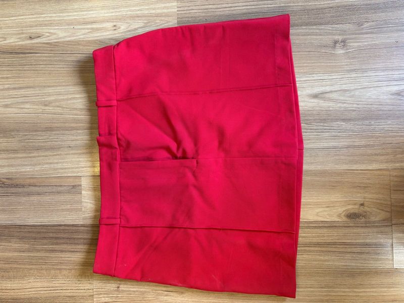 Red Straight Mini Skirt