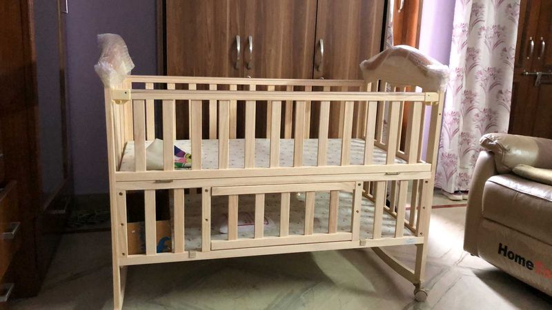 new luvlap Baby Wooden Crib cot cum rocker
