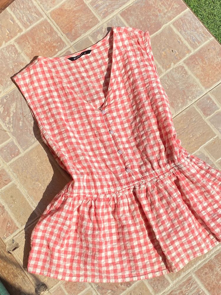 Red &amp; White Gingham Top