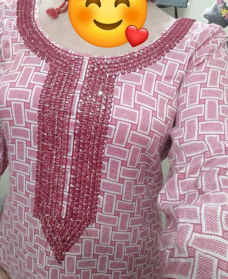 Pink Embroidered Kurta