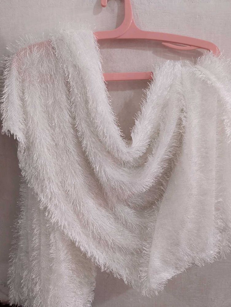 Fluffy White Shawl