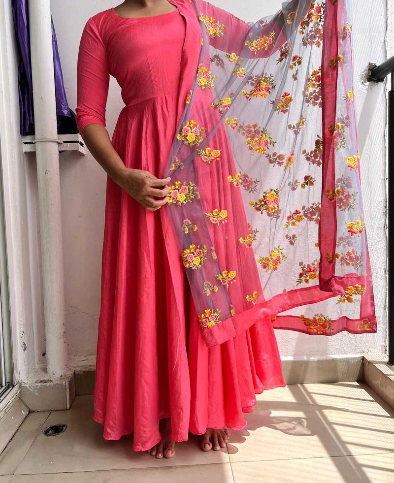Elegant Pink Anarkali Suit Set