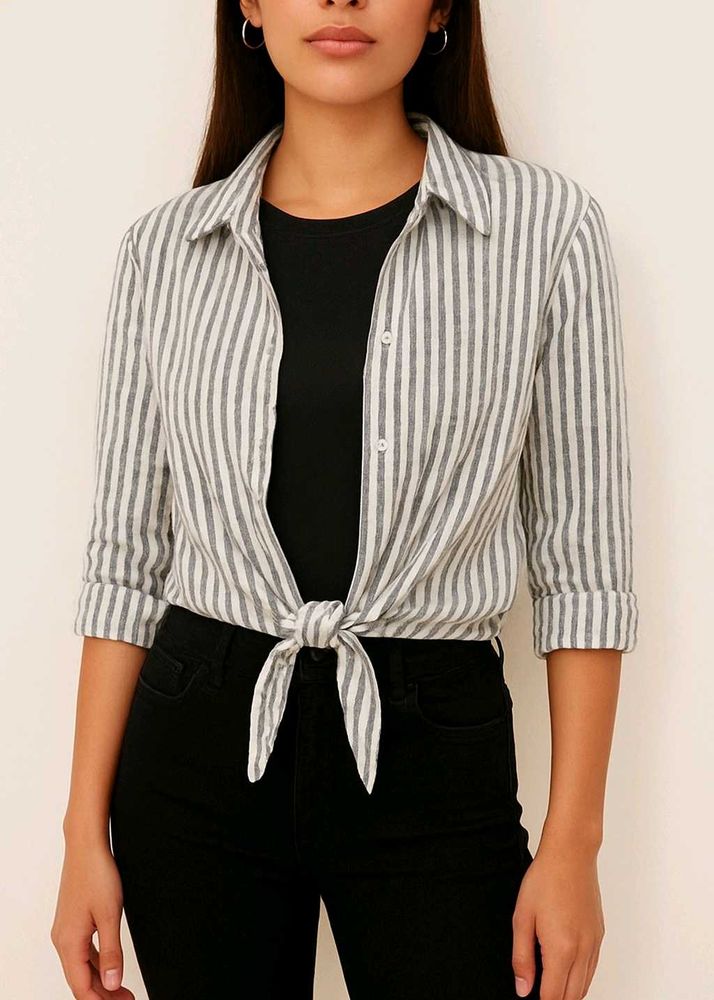 Striped Tie-Front Shirt (New)
