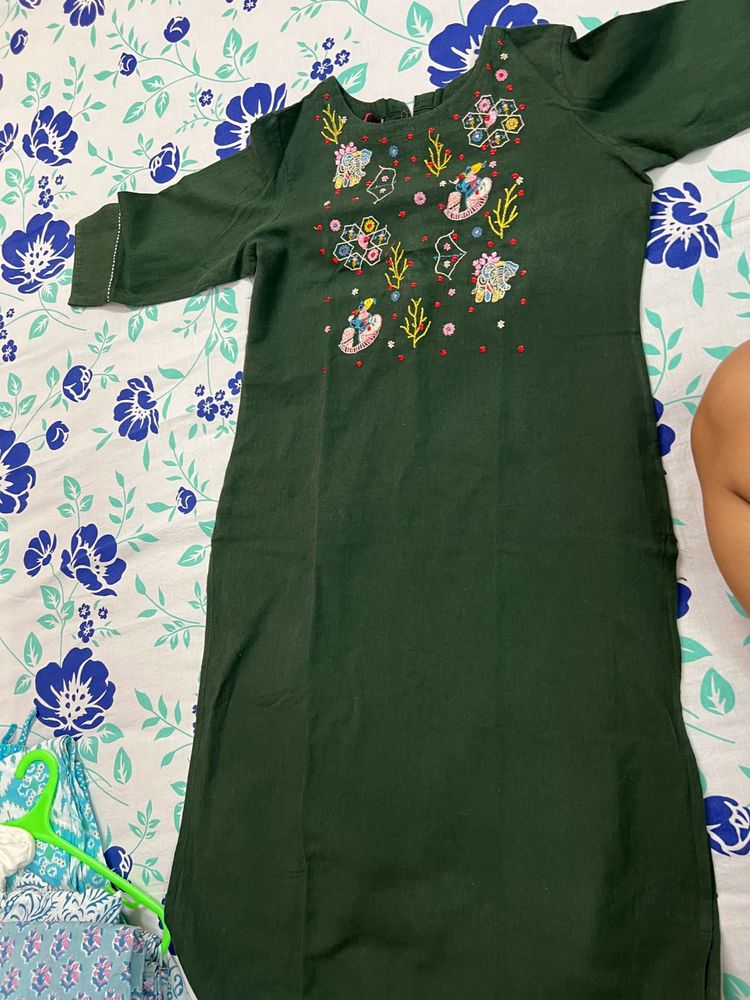 Dark Green Kurta Set