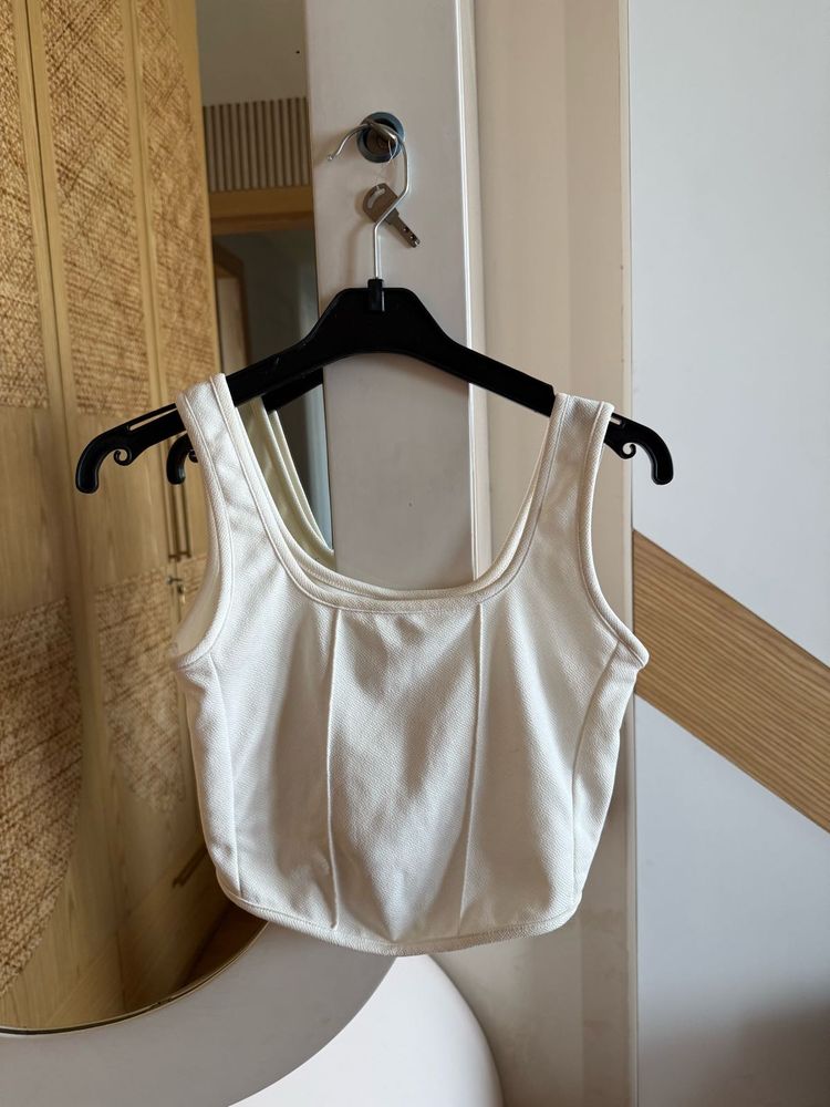 White Sleeveless Crop Top