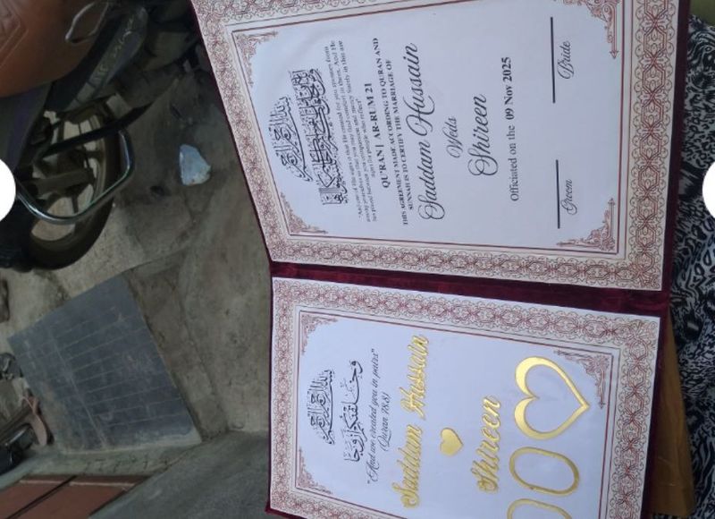 Nikah nama Aggrement wedding certificate
