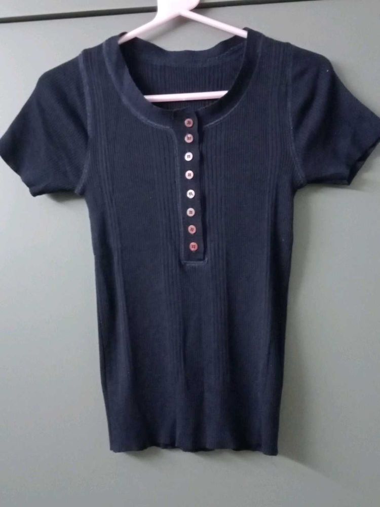Button-Down Knit Top