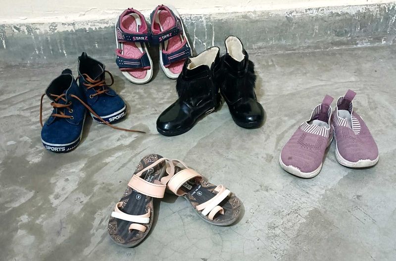 6 Pair Of Girl Kids&#39; Footwear Bundle