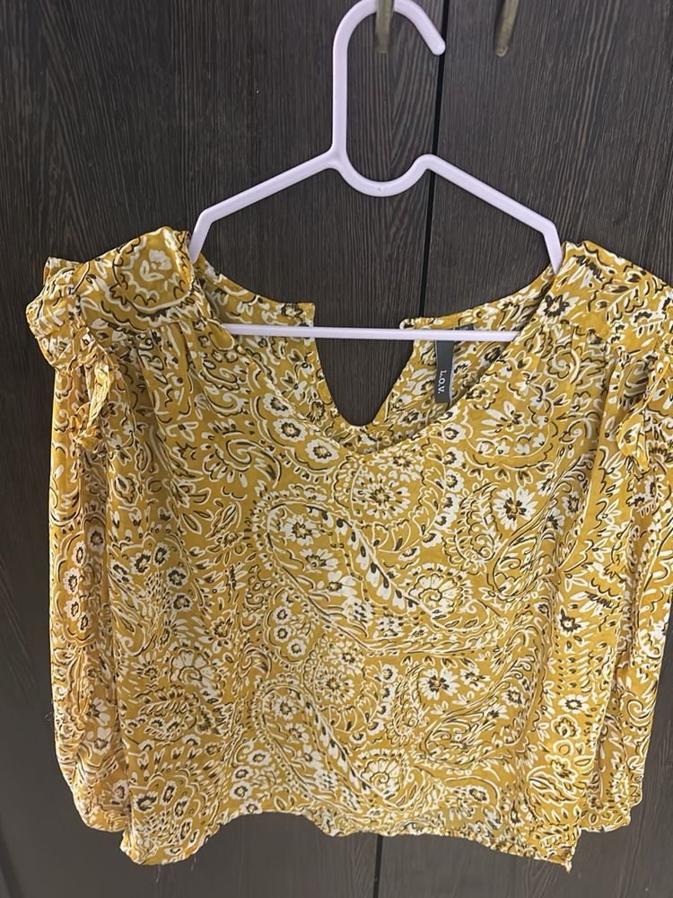Mustard Paisley Print Top