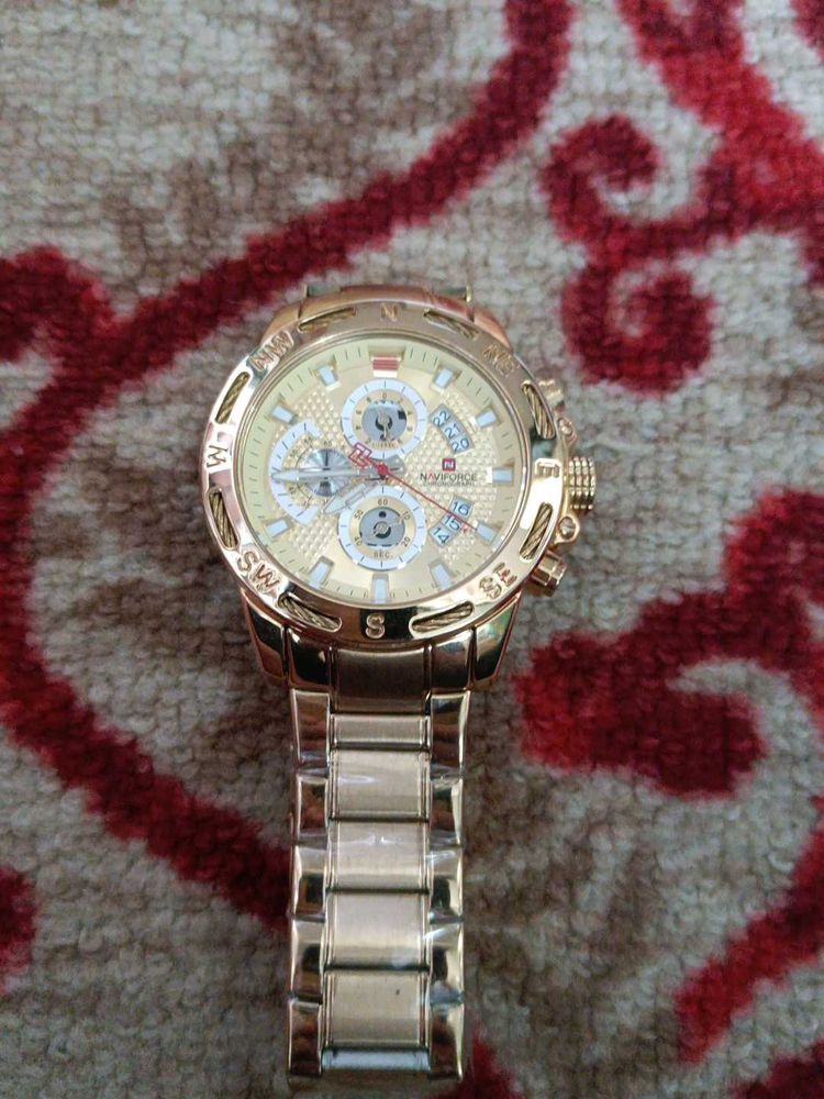 Naviforce Gold-Tone Chronograph Watch