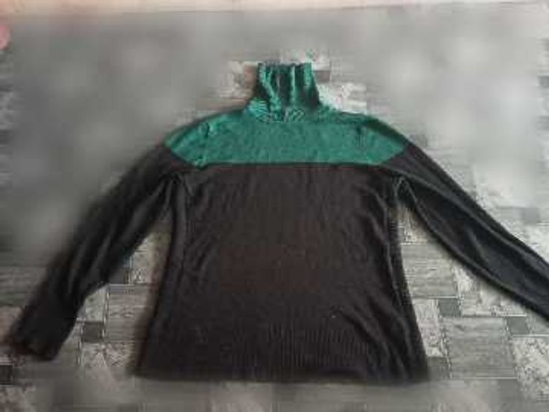 Two-Tone Turtleneck Sweater