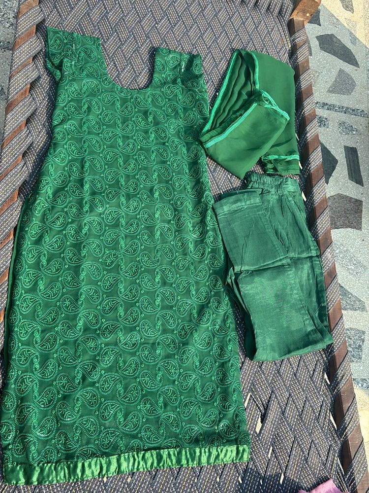 Green Chikankari Suit