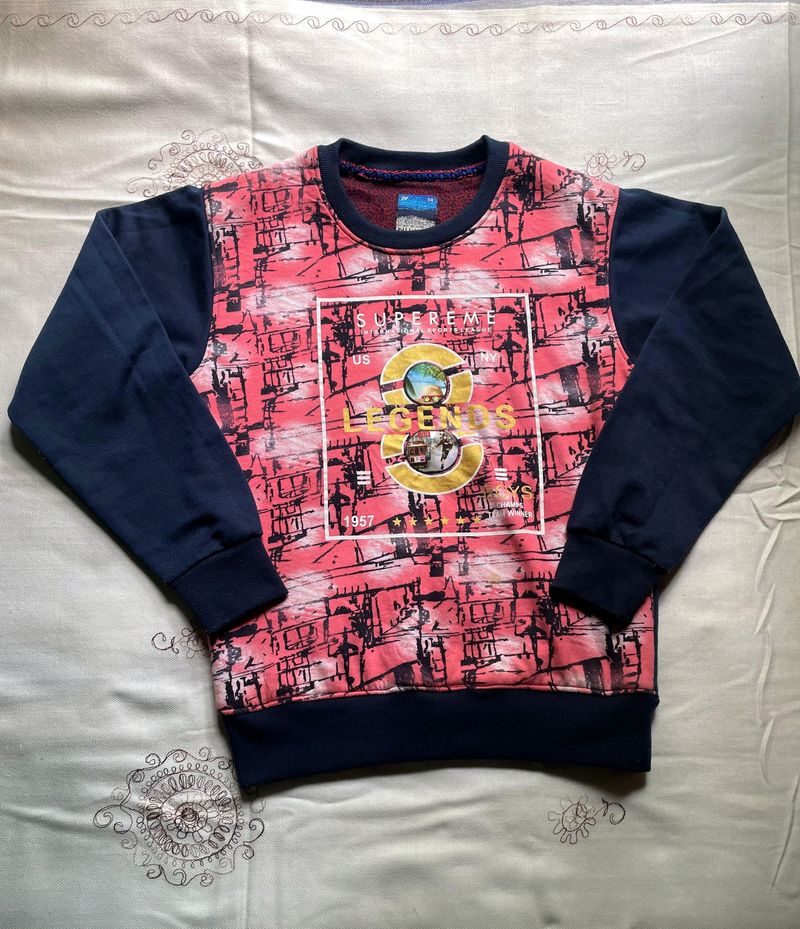 Aesthetic Navy Blue Printed Sweatshirt (Women)
