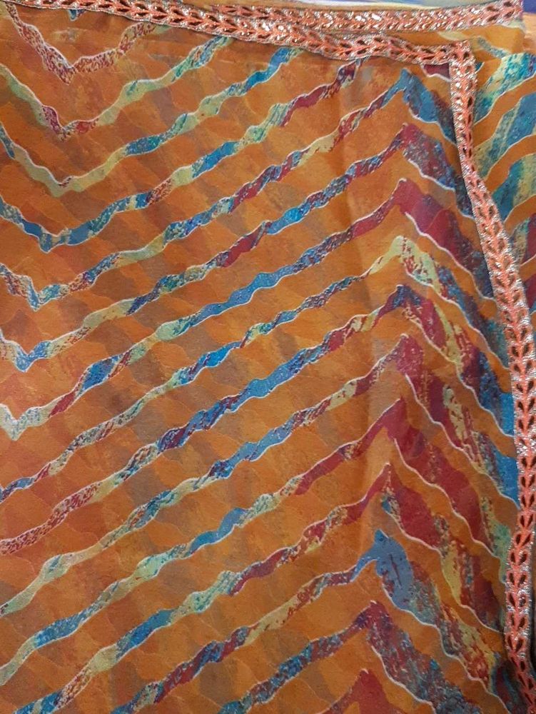 Vintage Chevron Print Saree
