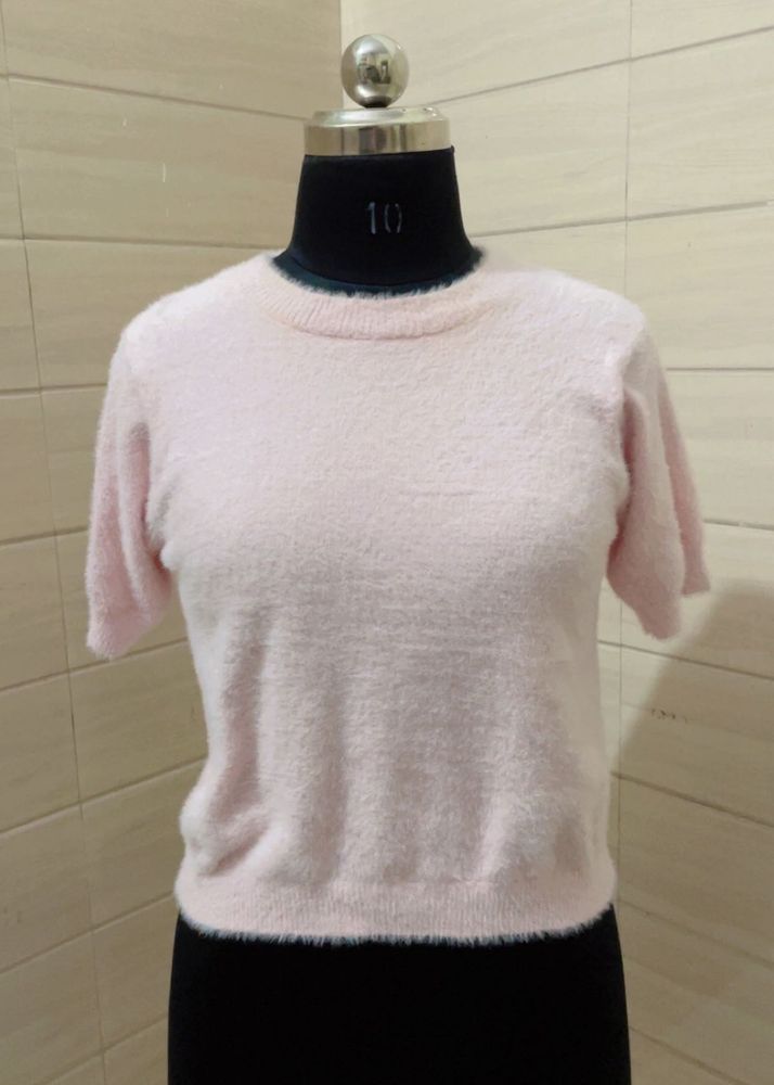 MANGO FUR-EFFECT KNITTED SWEATER