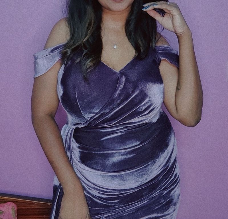 Elegant Purple Velvet Party Dress