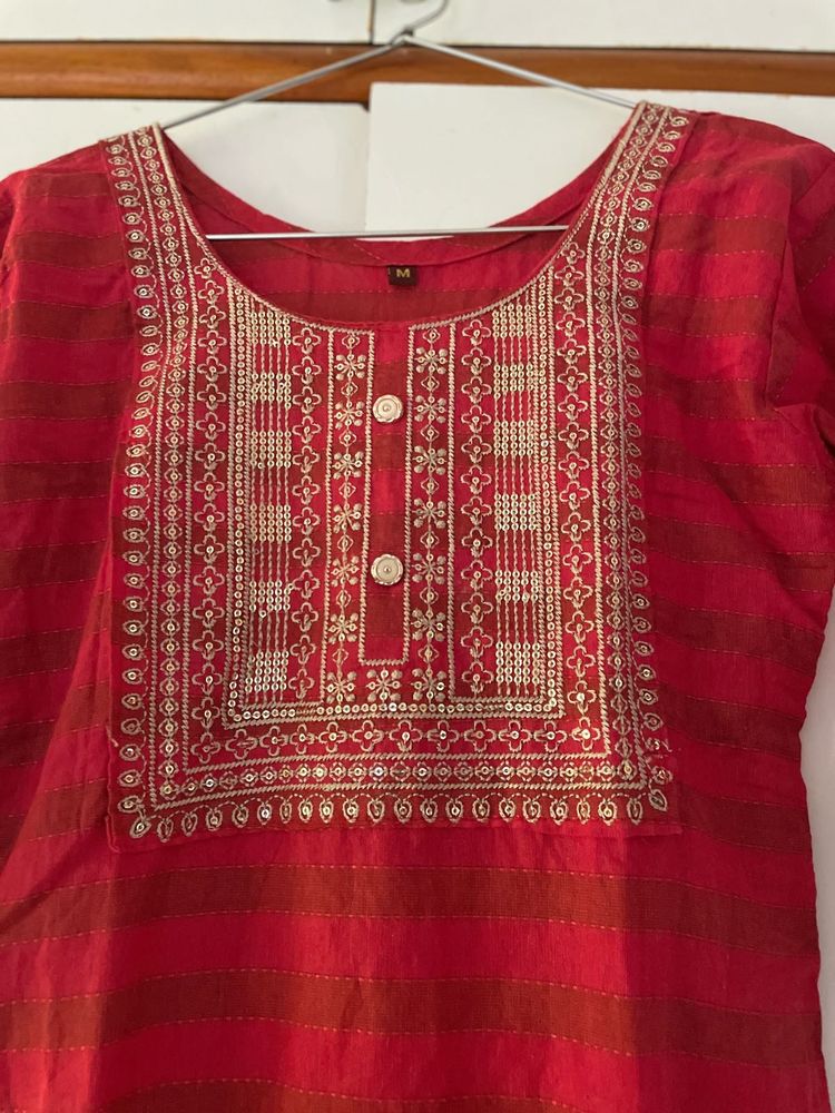 Red Kurta Pent Set