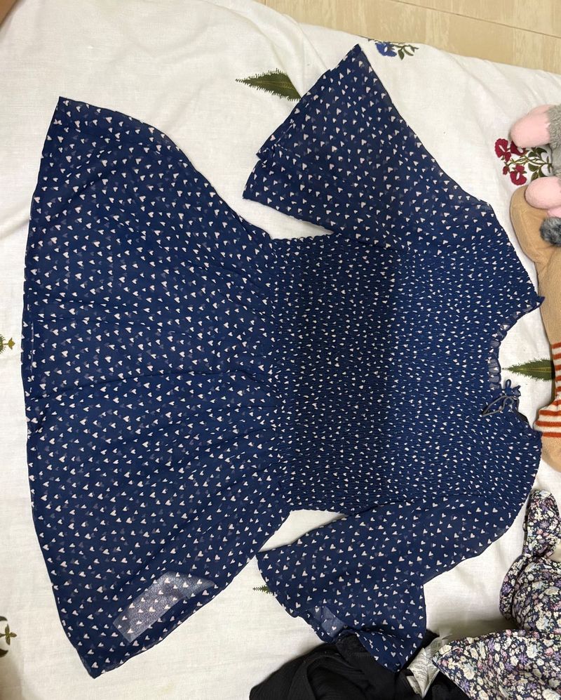 Blue Printed Dress
