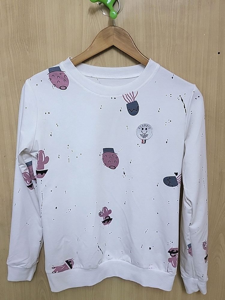 White Cute Sweat Shirt