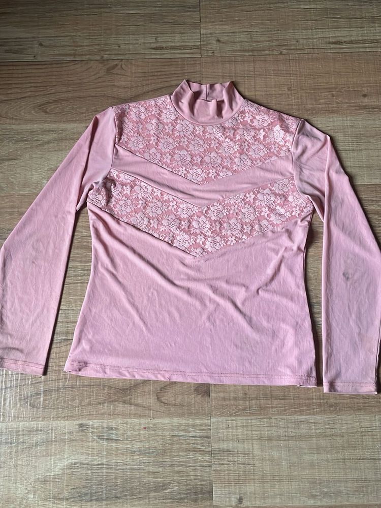 Pink Lace Detail Top