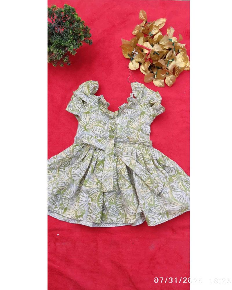 Cute Green Printed Frock