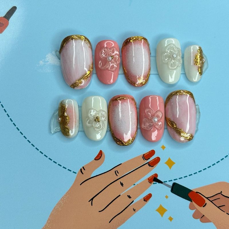 3D Pink Press-On Nail Set