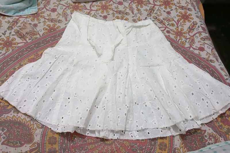 White Embroidered Skirt