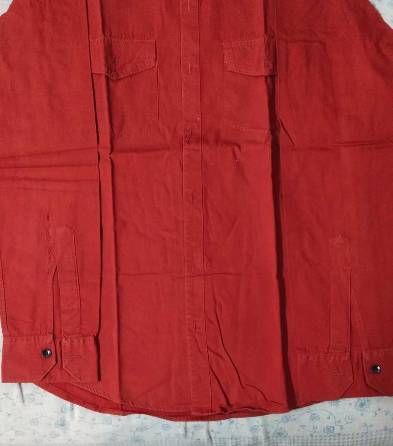 Red Button-Down Shirt