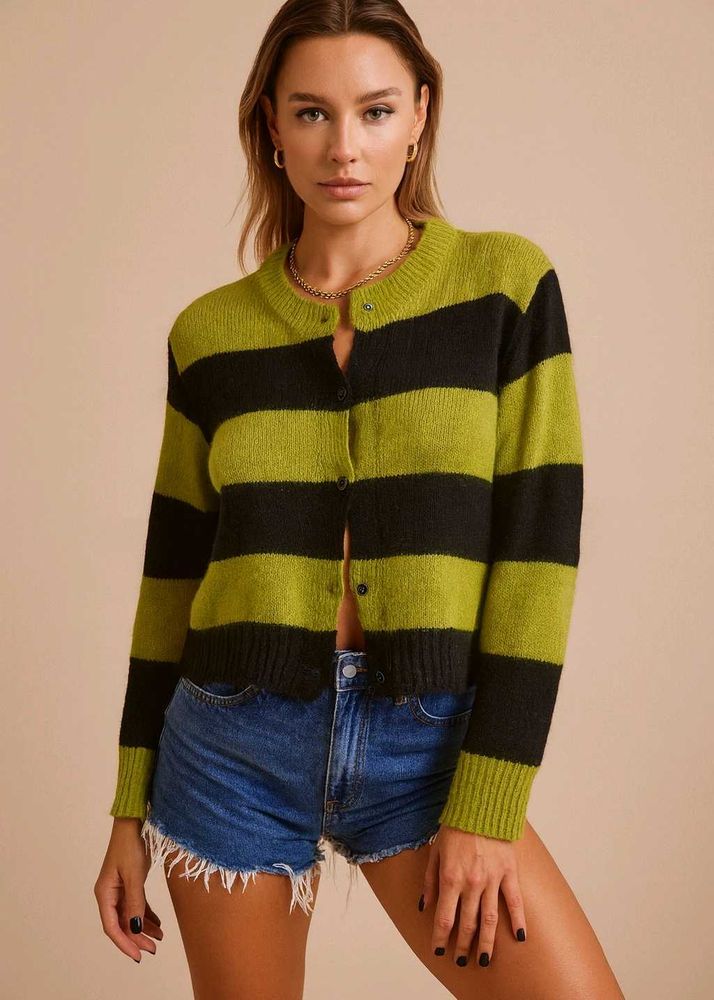 🎀Imported Striped Knit Cardigan B