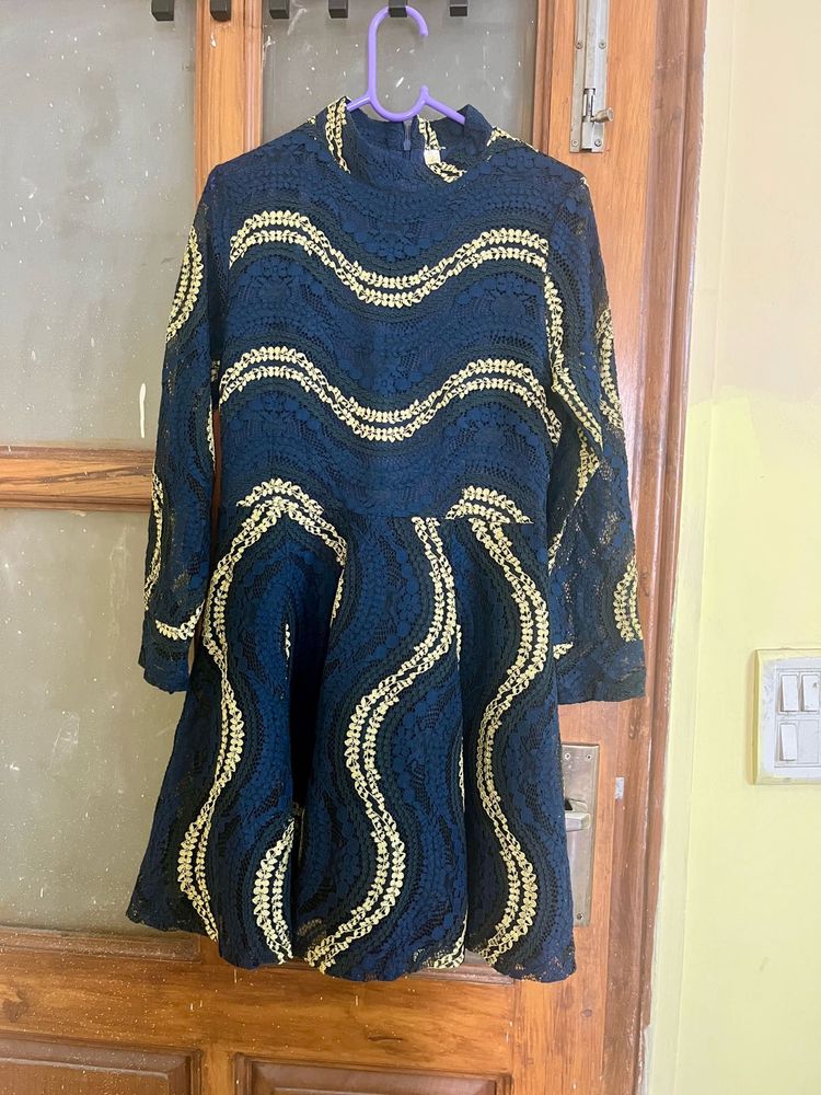 Elegant Blue Lace Dress