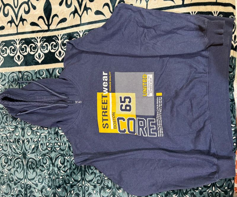 Blue Graphic Print Hoodie