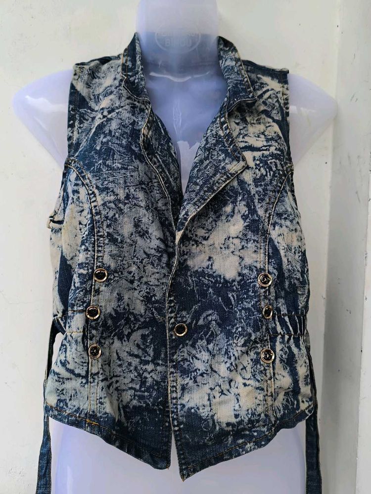 Acid Wash Denim Vest
