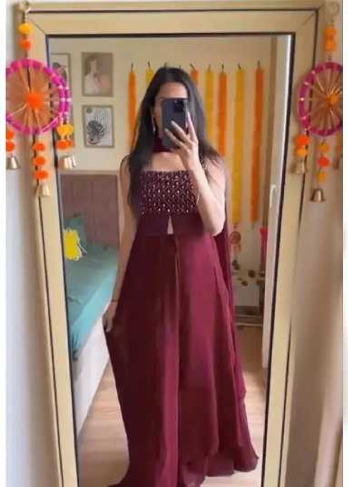 Elegant Maroon Kurta Palazzo Set