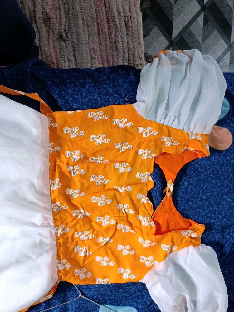 Orange &amp; White Party Dress