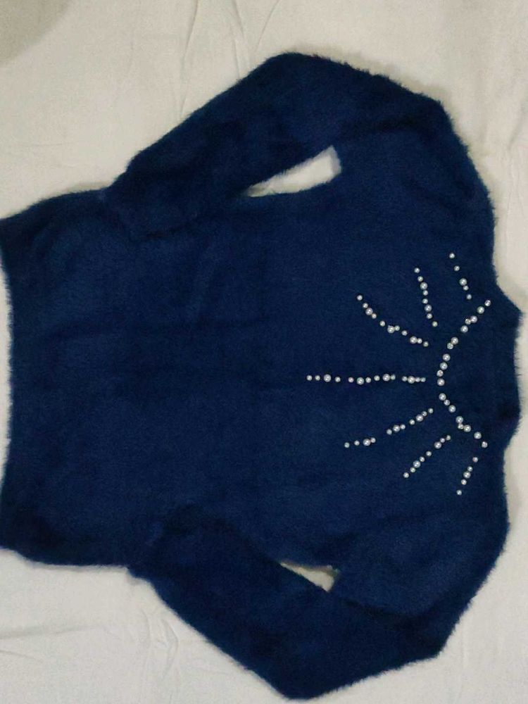 Navy Blue Embellished Sweater