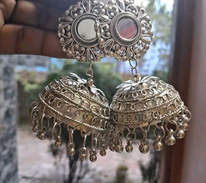 Silver Jhumka Earrings