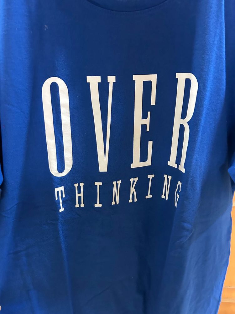 Blue &#39;Overthinking&#39; Tee