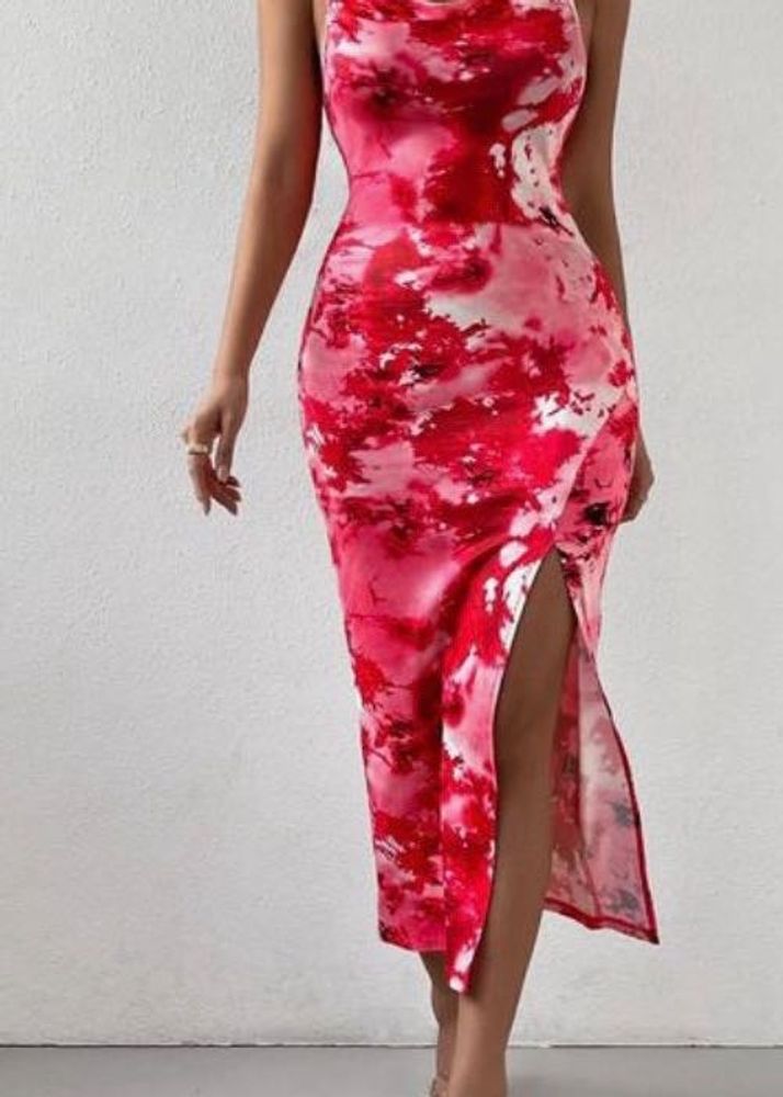 Chic Tie-Dye Bodycon Midi Dress