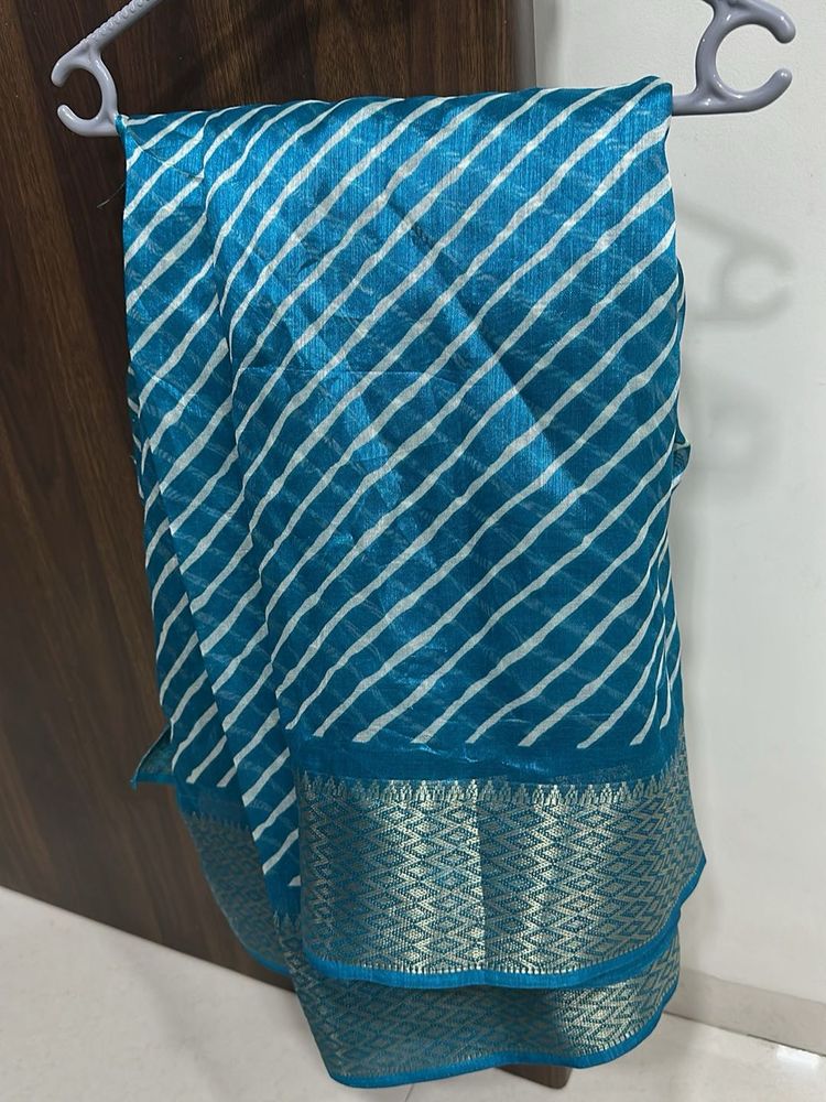 Blue Striped Saree with blouse