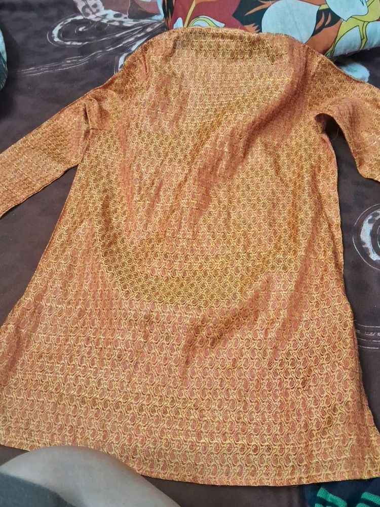 Orange Kurta with Detailed Pattern